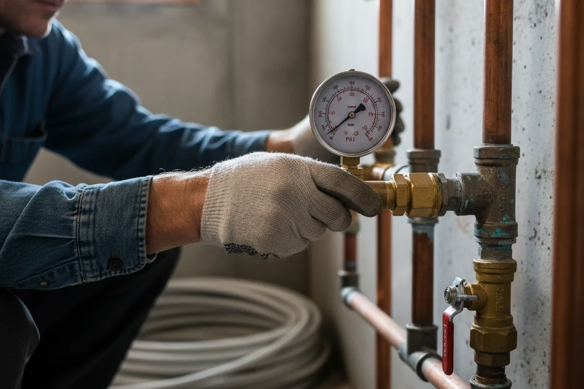 Pressure testing a repaired line during Water Line Repair in King